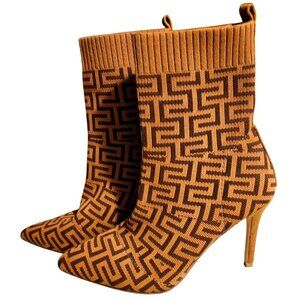 CATHERINE Catherine Malandrino Geometric Patterned Knit Stiletto Sock Boots Wome